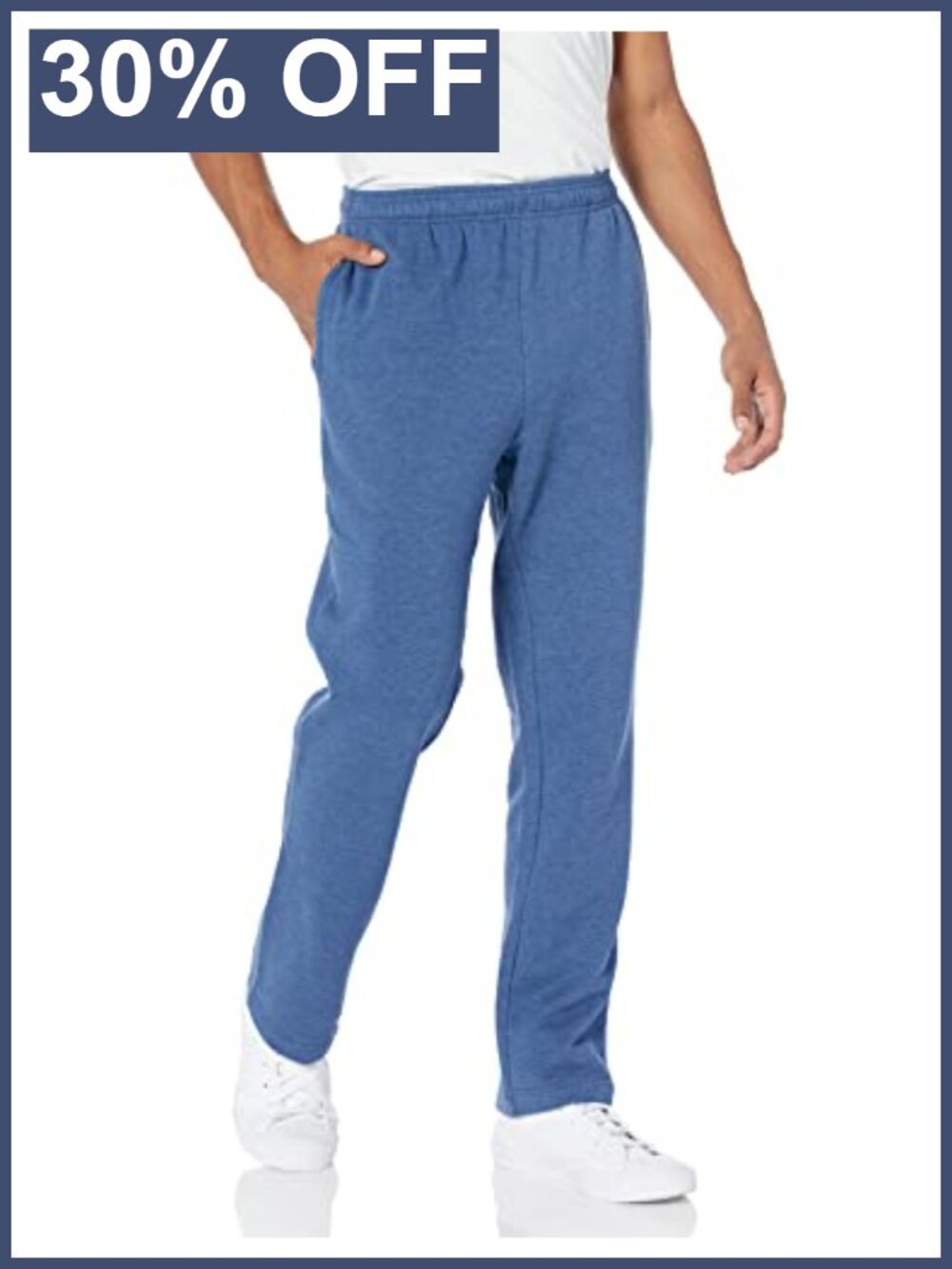Men's Fleece Open Bottom Sweatpants Relaxed Straight Leg Drawstring Lounge